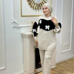 Ensemble femme en laine beige chic pour femme, collection automne hiver 2025 2026 en Tunisie