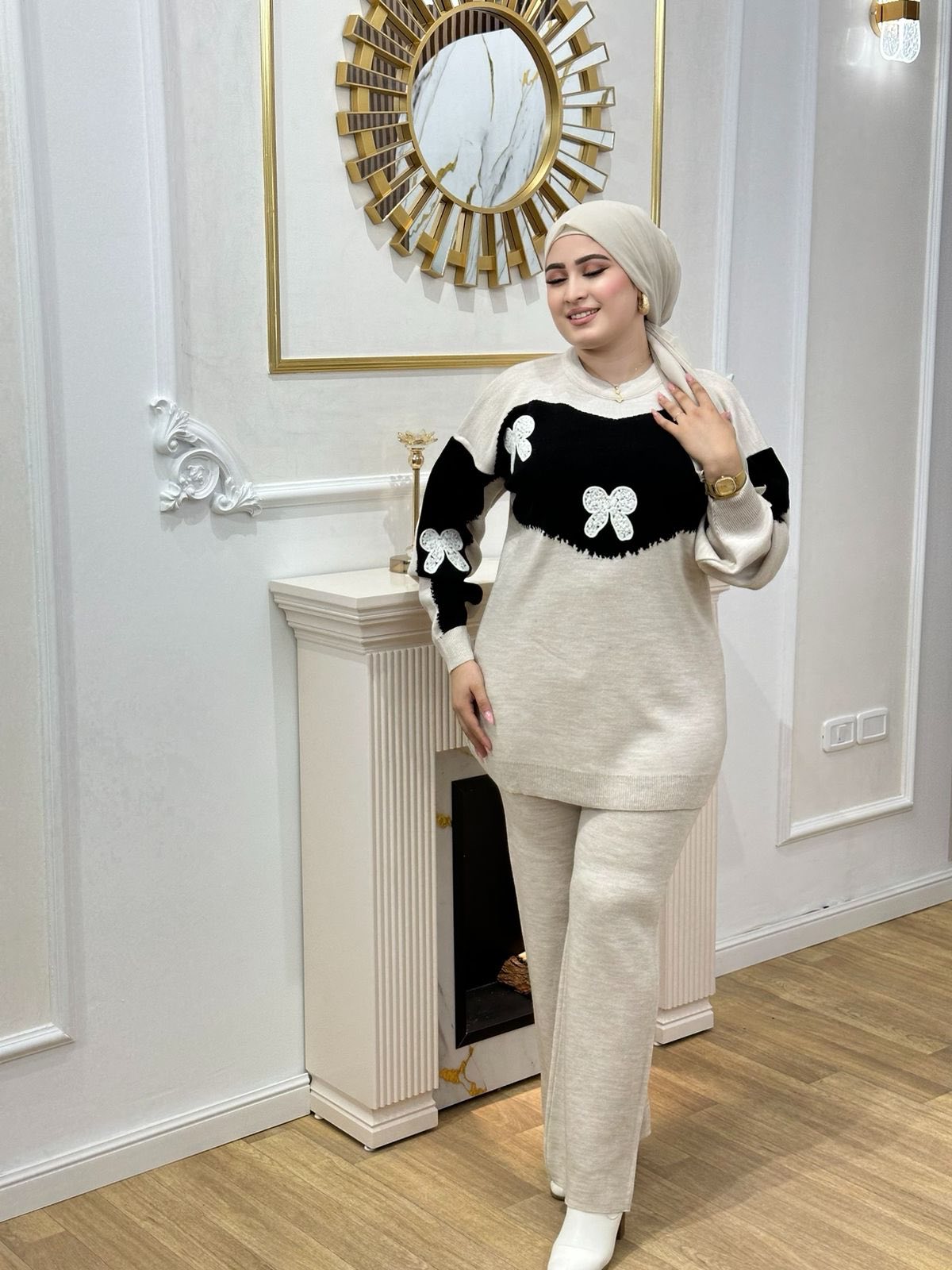 Ensemble femme beige automne hiver 2025 2026 Tunisie – prêt-à-porter chic Ensemble femme en laine beige chic pour femme, collection automne hiver 2025 2026 en Tunisie